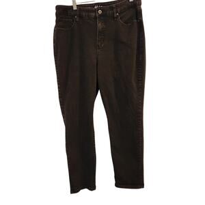 Style & Co Black Denim Stretch Classic High Rise Straight Leg Ankle Jeans Sz 14W